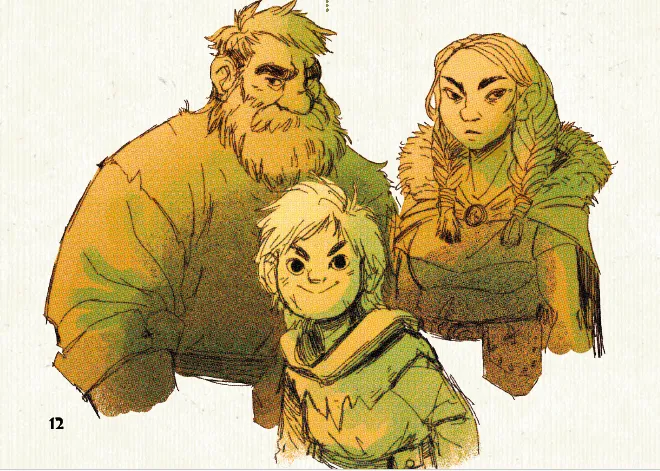 Villagers: the blacksmith and his wife along with their young son, who looks quite mischievous