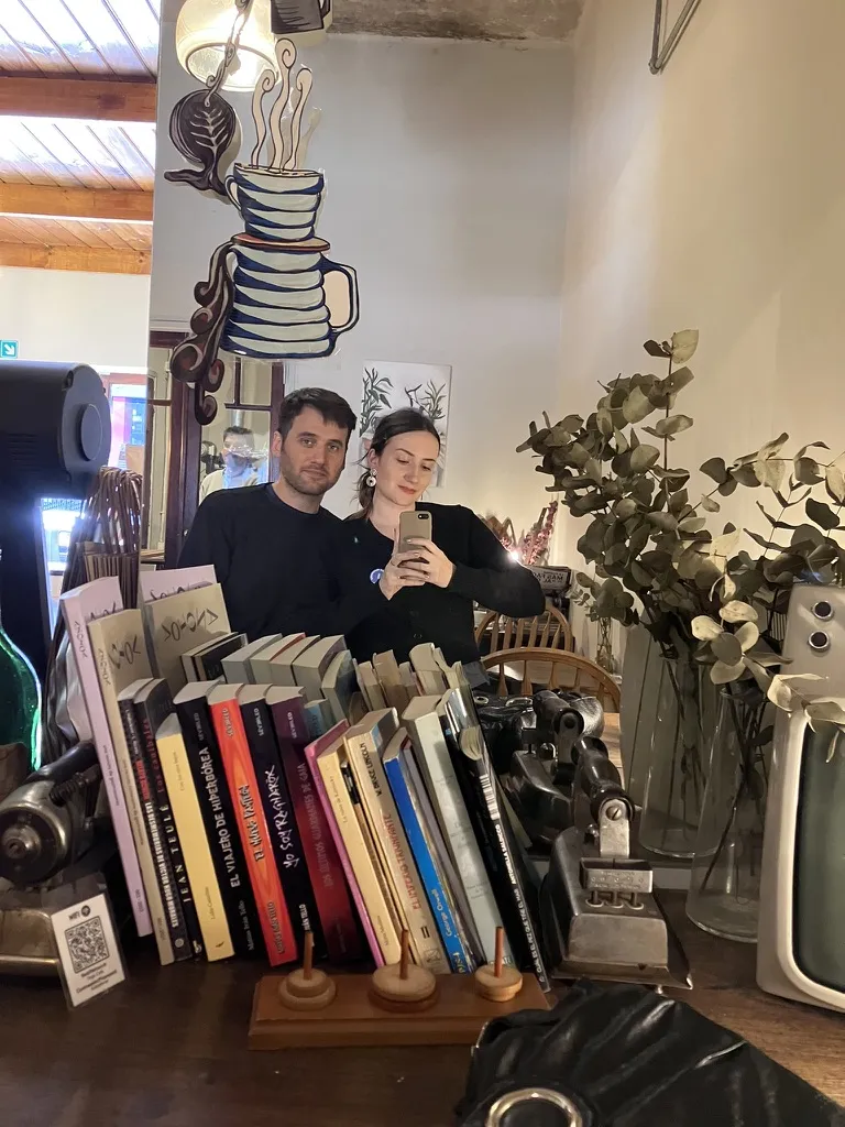 my partner and i at traje cafe
