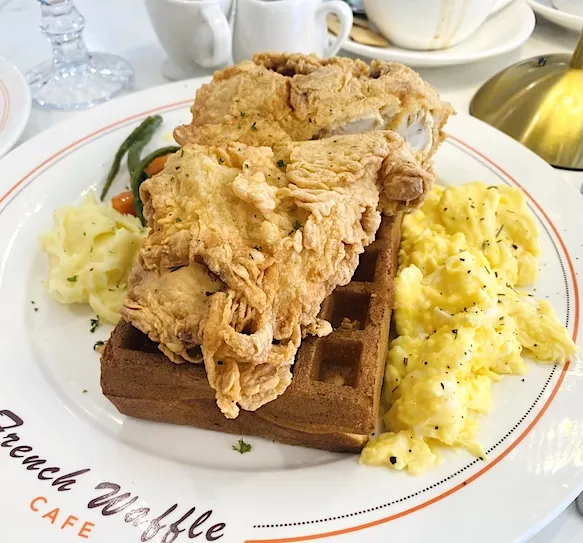 chicken and waffles from French Waffle cafe