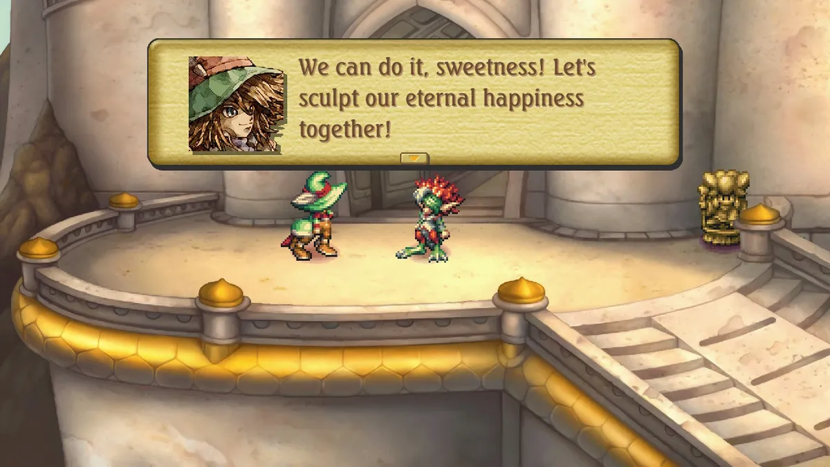 Gilbert: We can do it, sweetness! Let's sculpt our eternal happiness together!