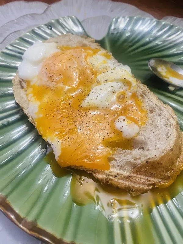 soft-boiled egg on a slice of toasted sourdough