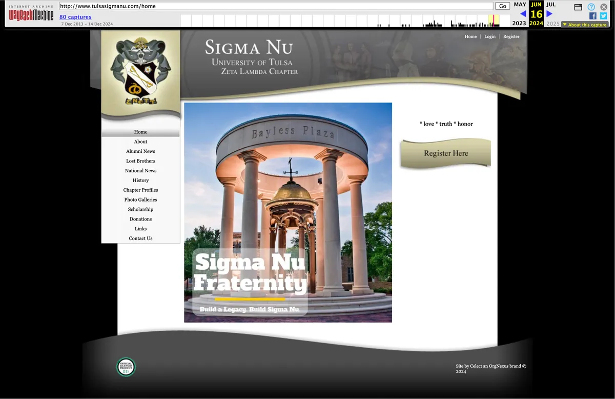 The original design of the TulsaSigmaNu.com site