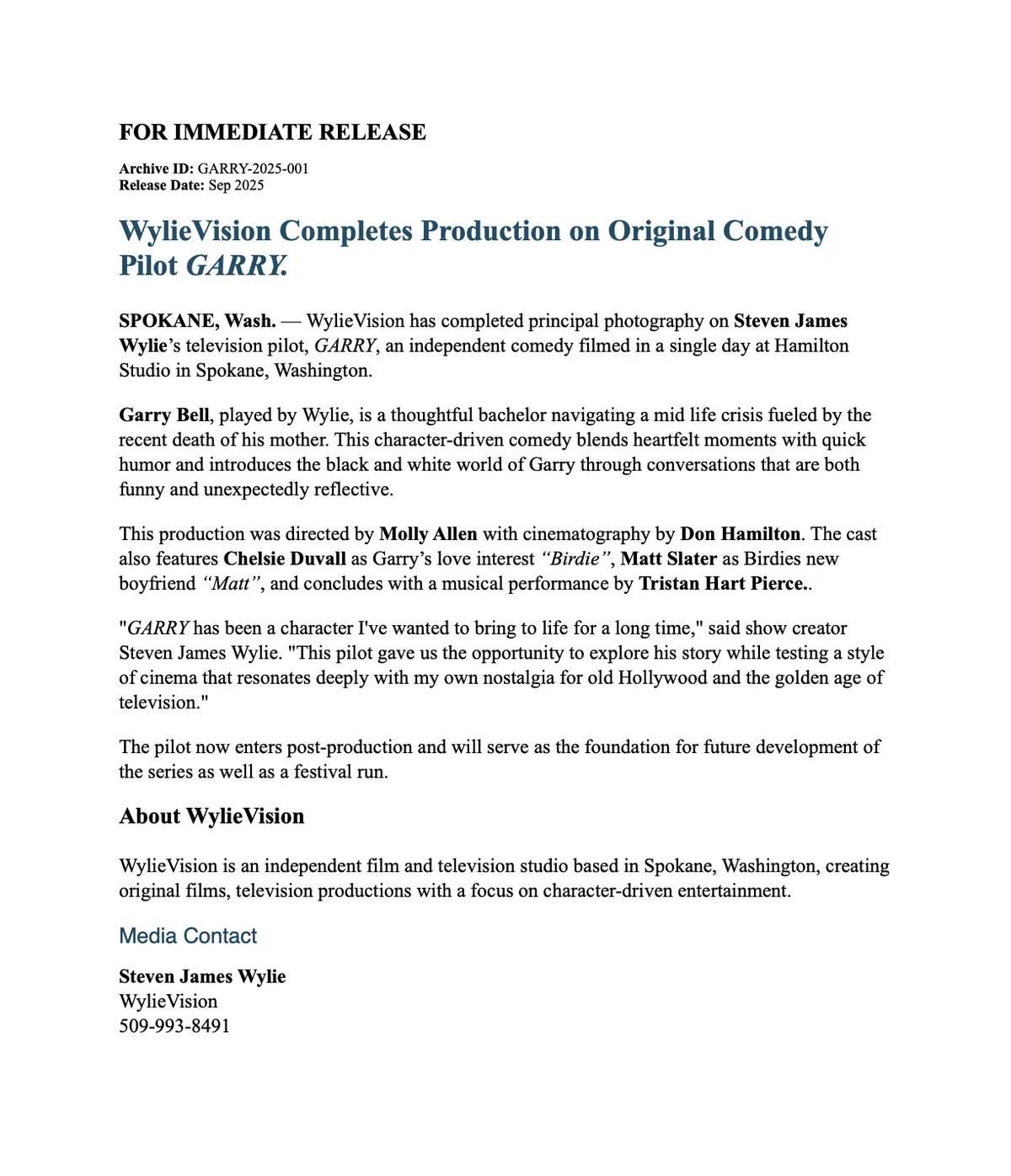 GARRY Press Release