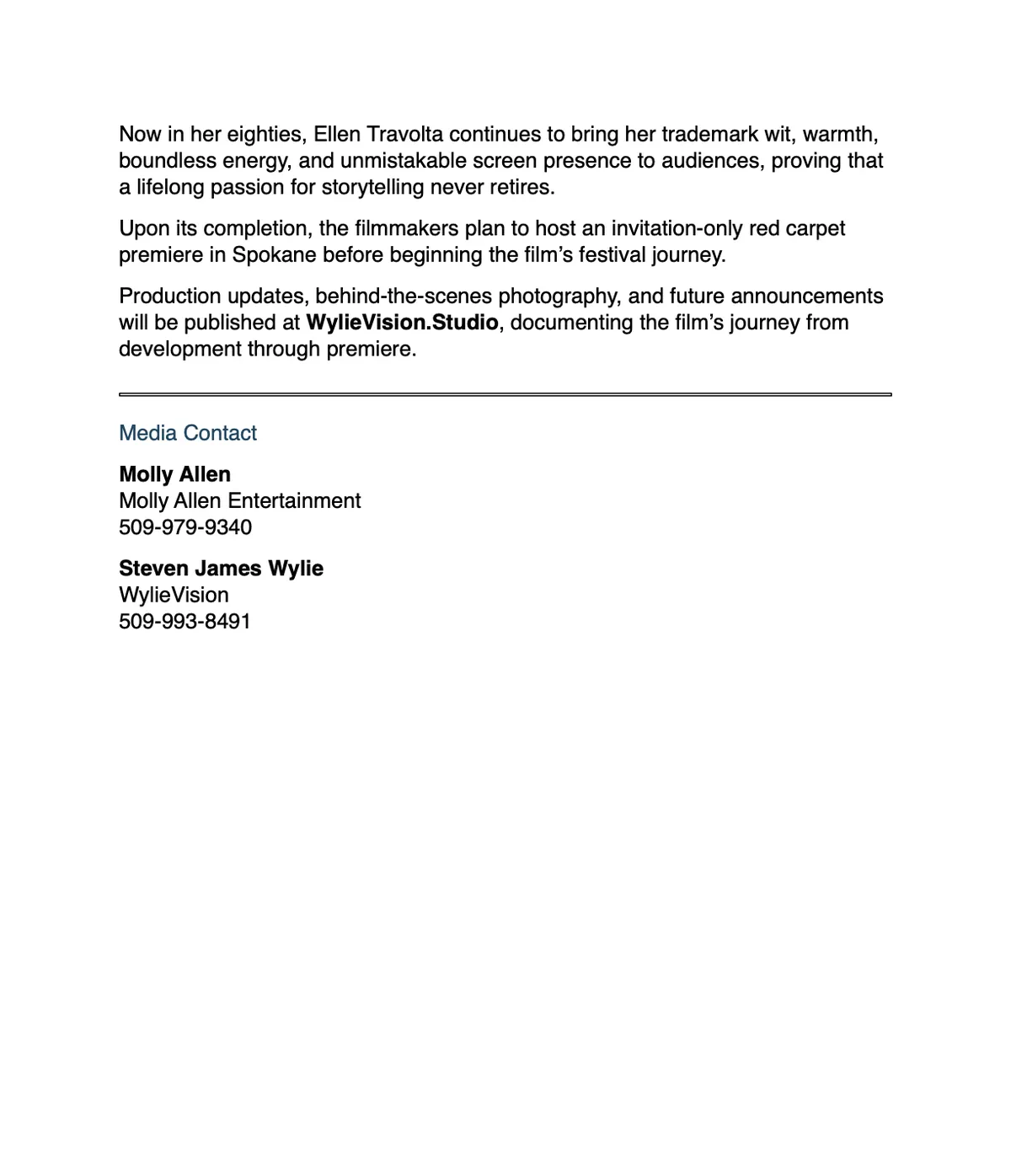 Goodbye Cecile Press Release