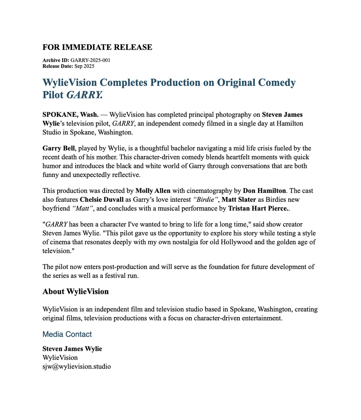 GARRY Press Release