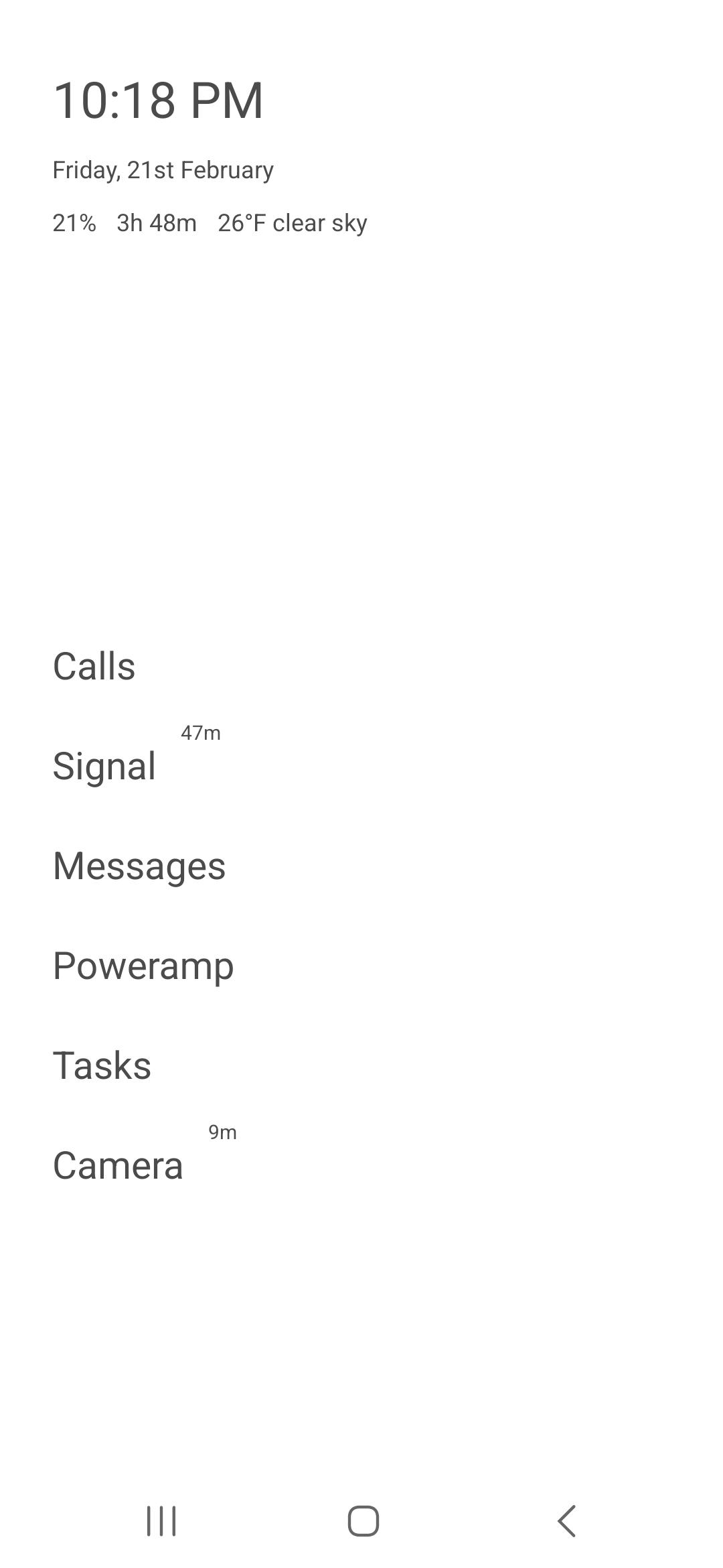 home screen