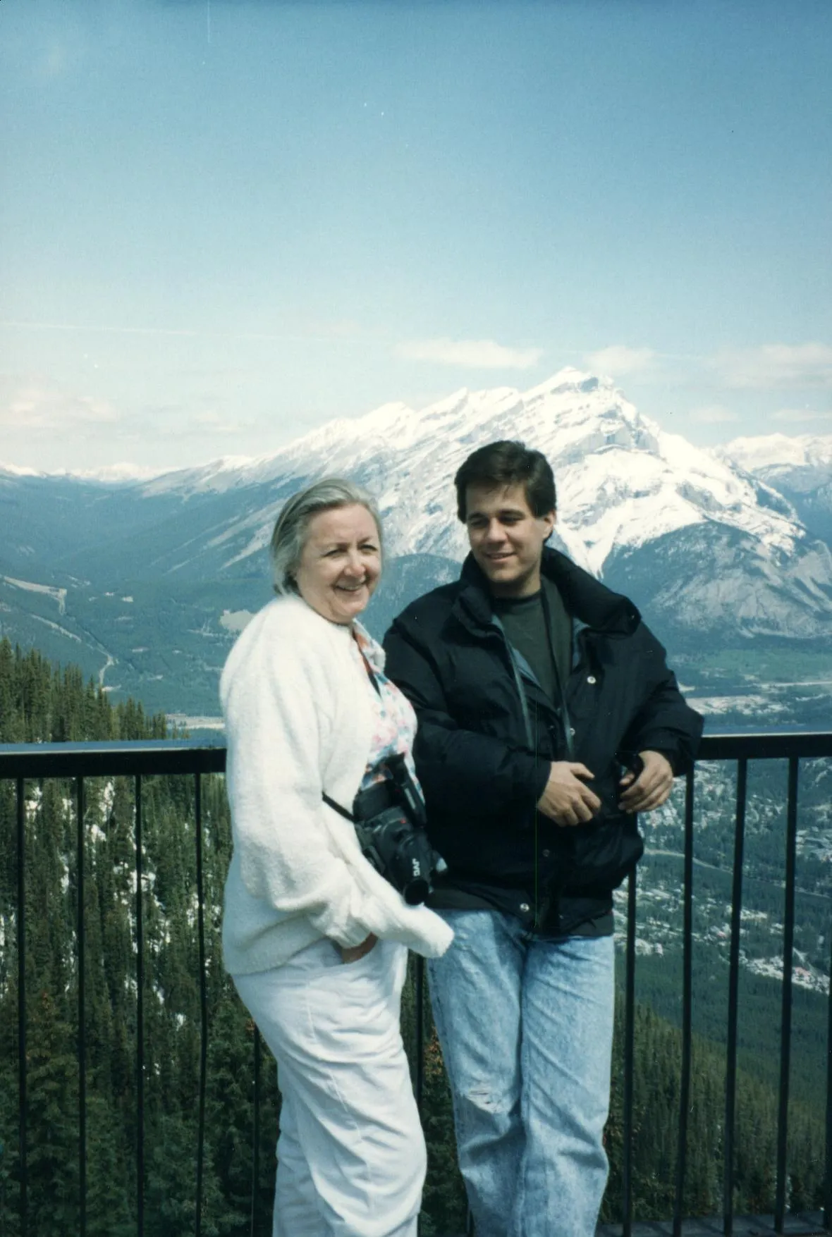 View of Cascade Mountain(?) from the observation deck on Sulphur Mountain in Banff, AB during a May 1993 visit.