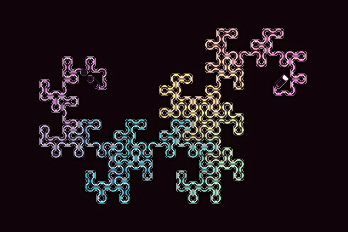 Top-down view of the generated dragon curve map