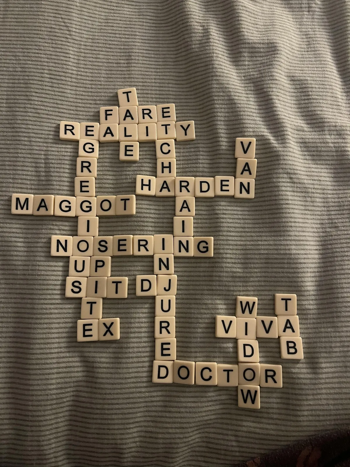 Scrabble on the bed
