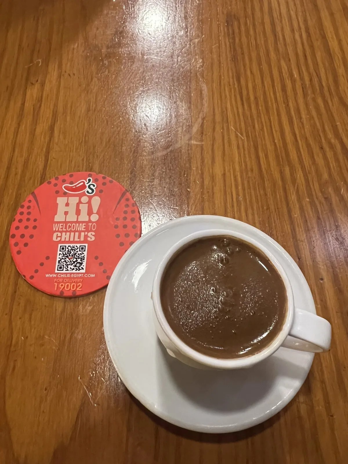 Turkish coffee on a table in Chili's