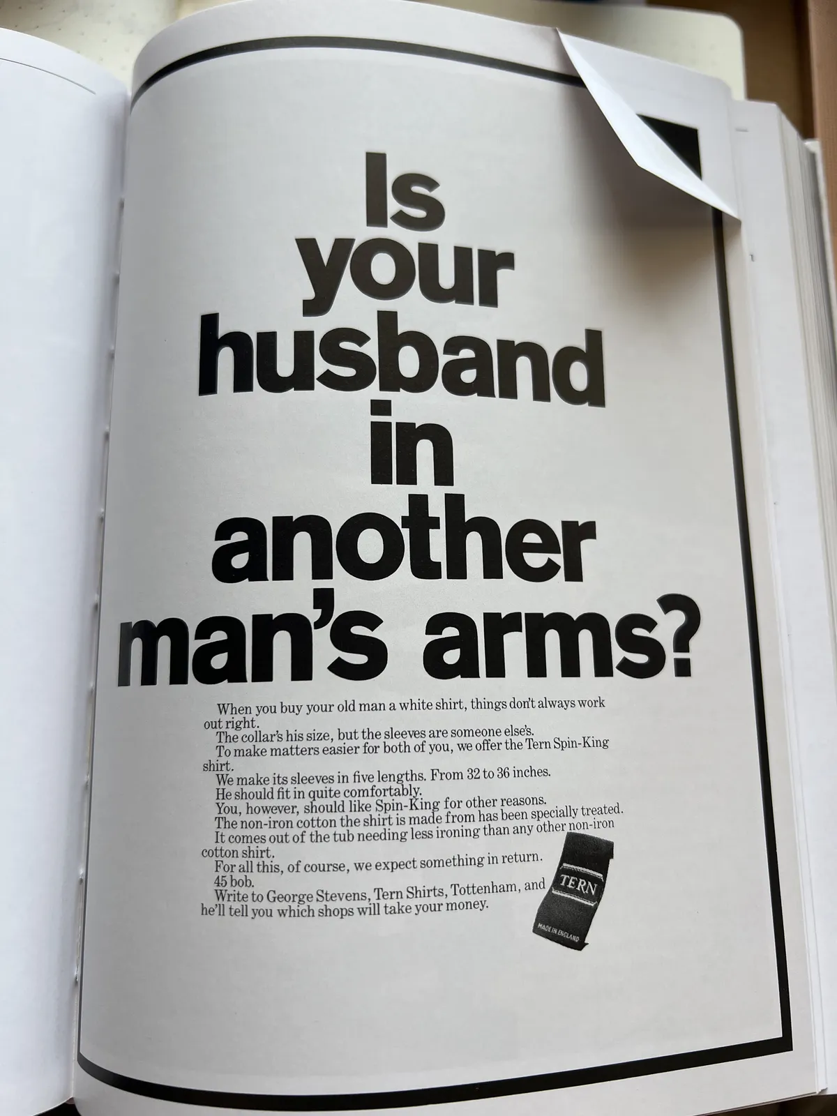 Clothing ad reading 'Is your husband in another man's arms?'
