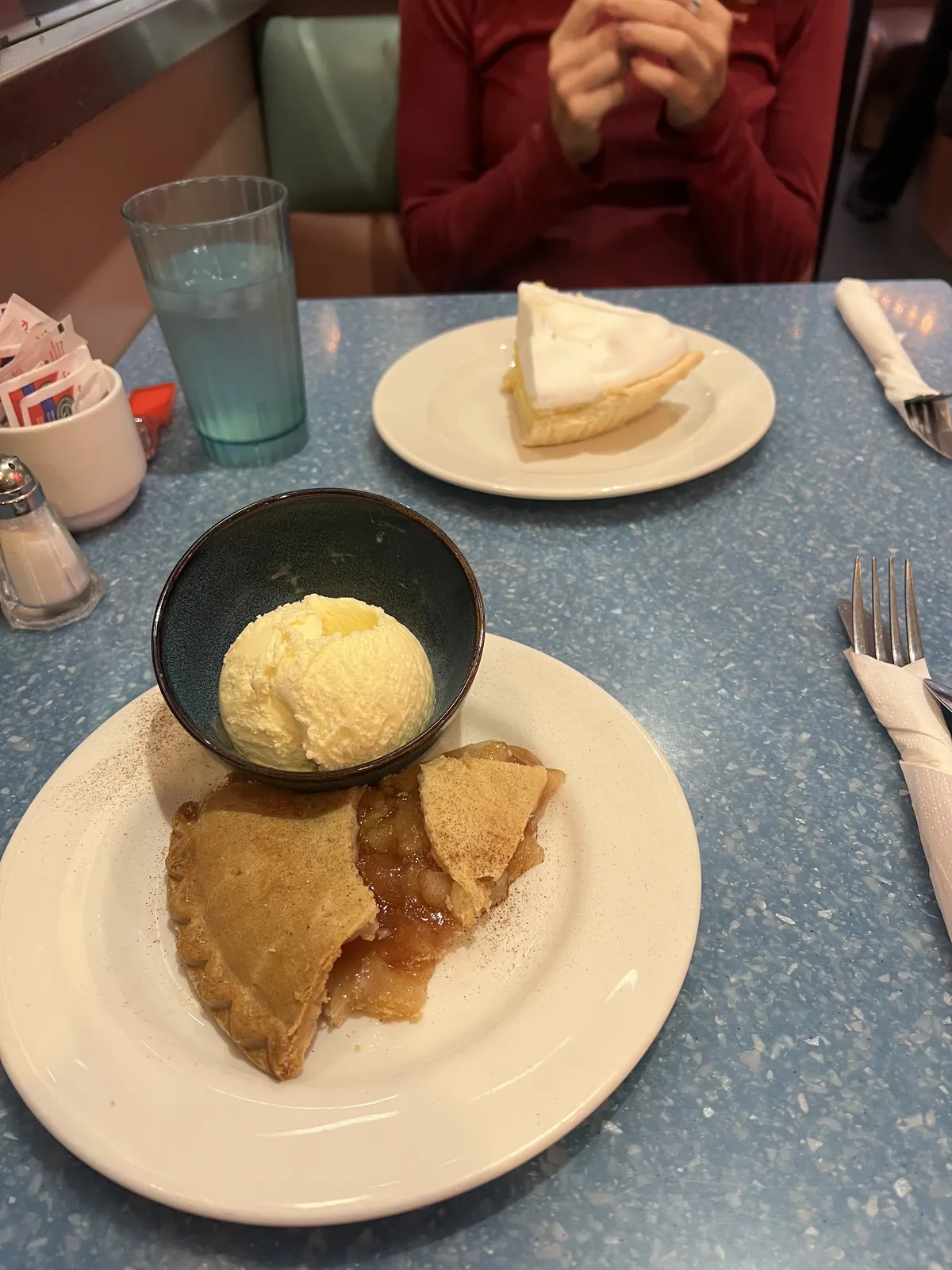 Diner pies of choice: apple pie and lemon meringue pie