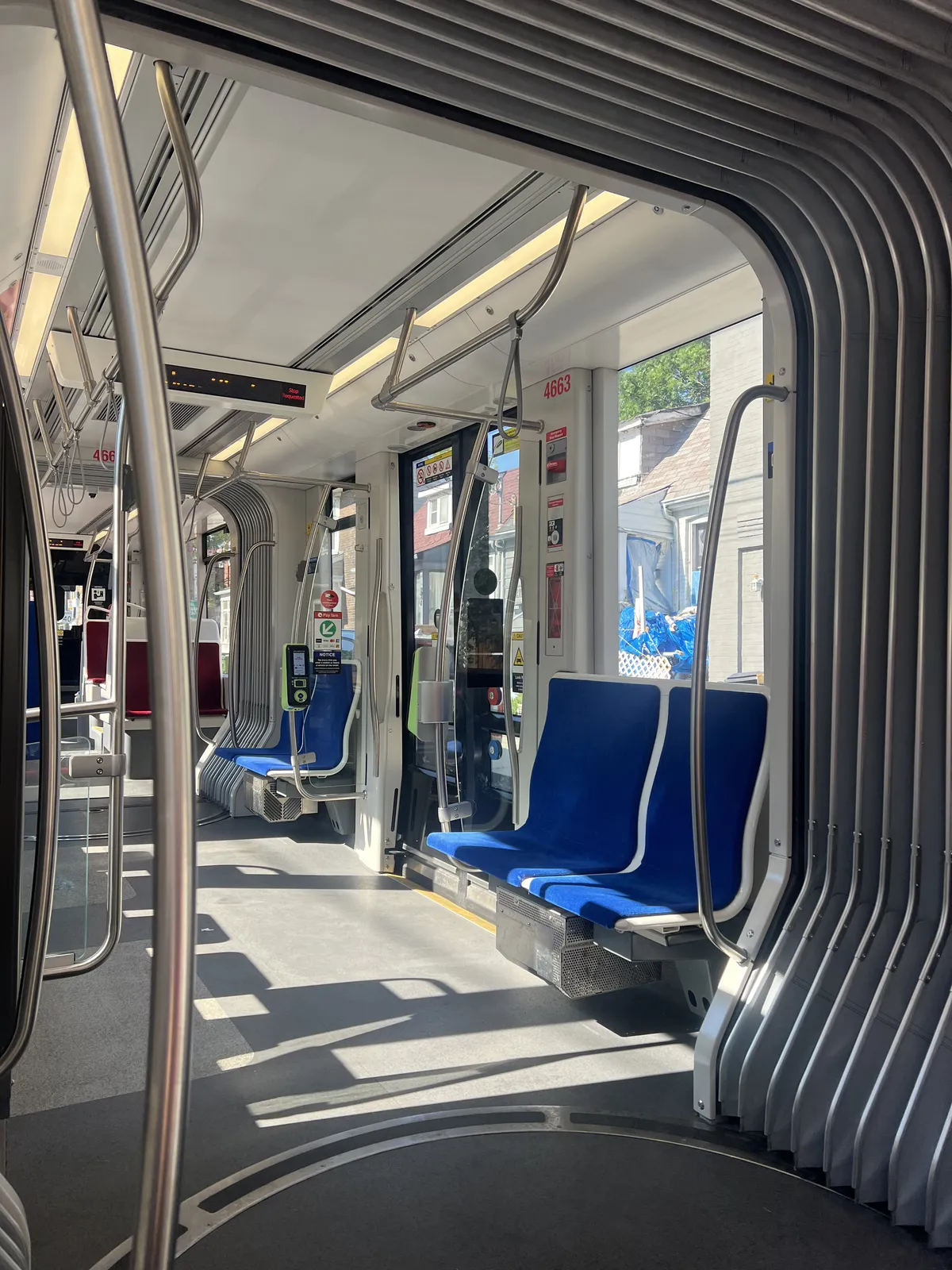 The inside of a Toronto streetcar