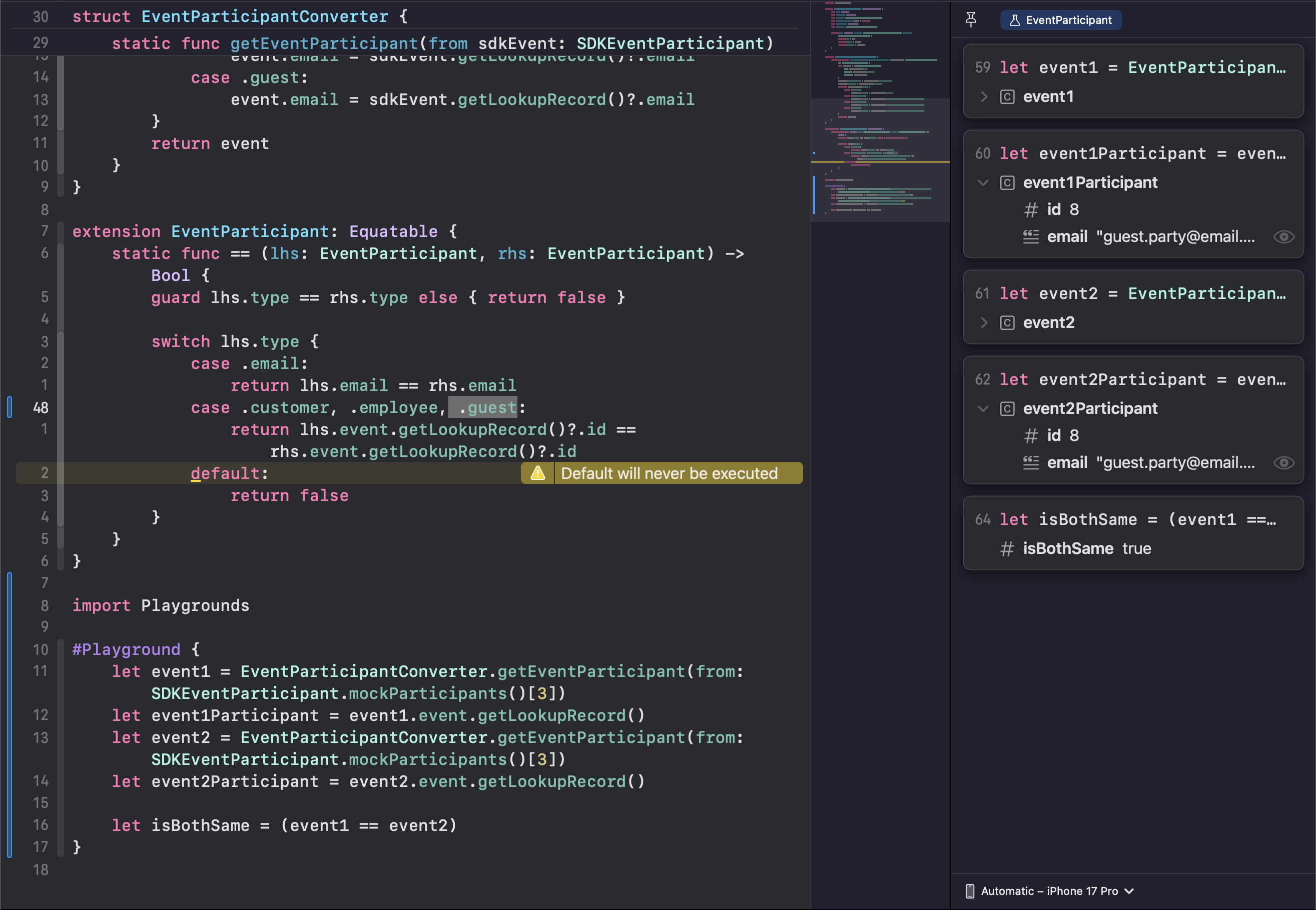 Adding .guest to the switch handling of the Equatable conformance of EventParticipants