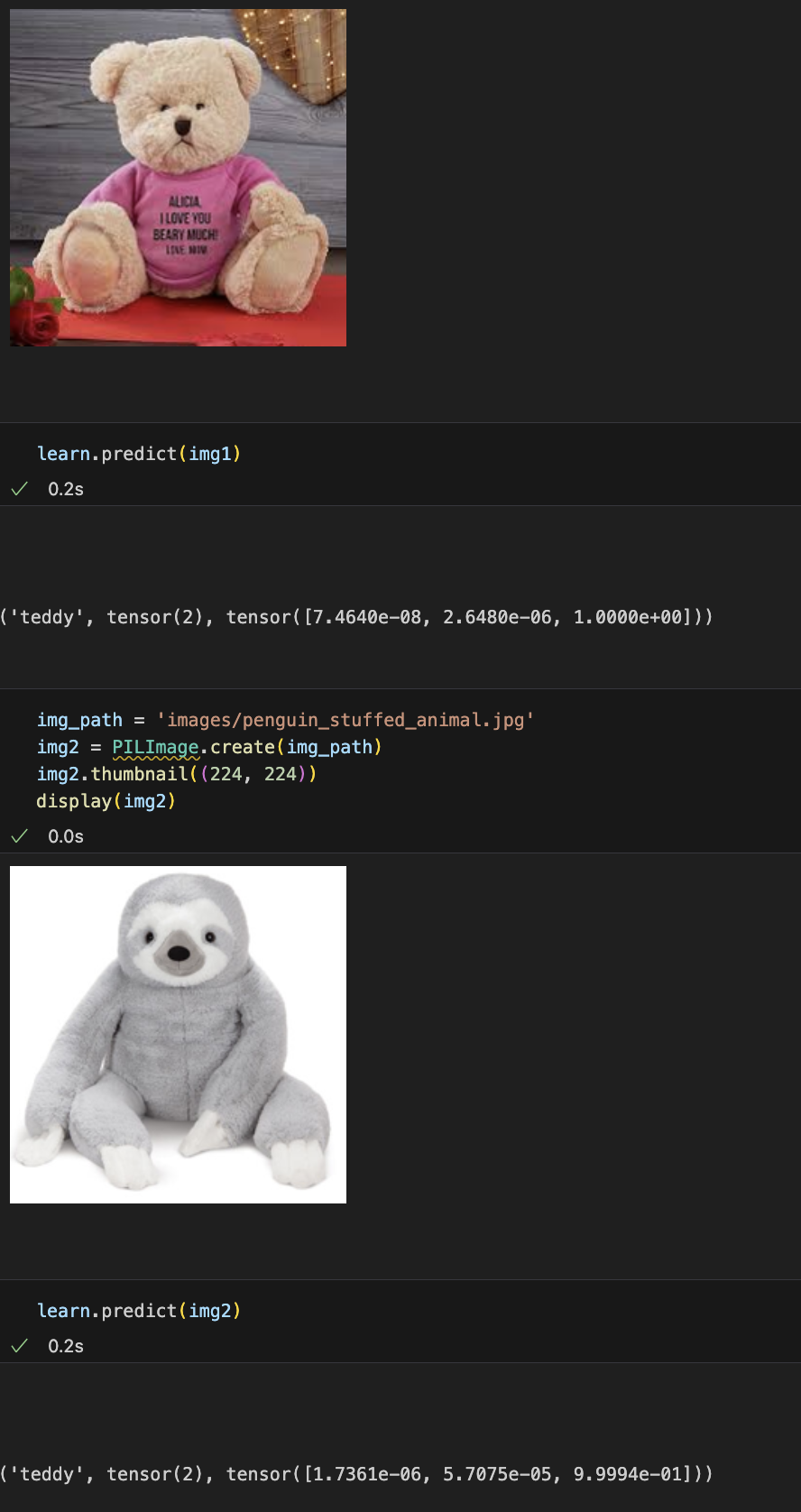 image: screenshot of Jupyter code testing model
