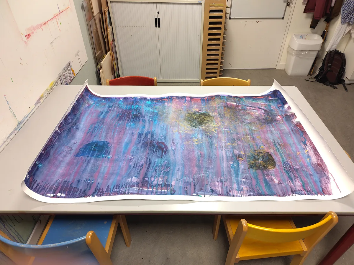 A whiteboard sized painting